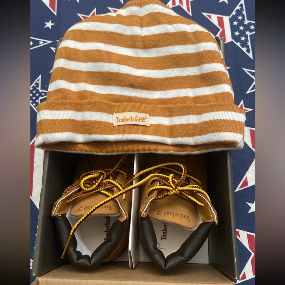 3c Timberland Crib Booties with Hat Set Baby Boy
